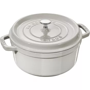 Apaļš čuguna katls Staub La Cocotte 3,8 l trifeļu krāsā — emaljēts, cieši pieguļošs vāks
