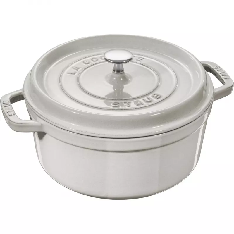 Apaļš čuguna katls Staub La Cocotte 3,8 l trifeļu krāsā — emaljēts, cieši pieguļošs vāks