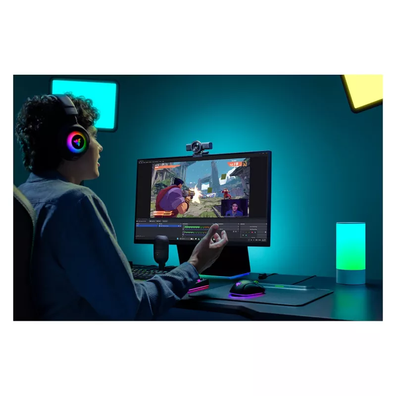 Razer Kiyo V2 X tīmekļa kamera, 1440p @ 60 FPS, automātiskais fokuss, platleņķis - melna