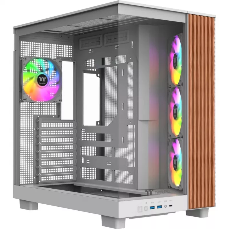 Datora korpuss Thermaltake View 380 XL WS ARGB Snow balta — Midi Tower, ATX atbalsts, ar logu