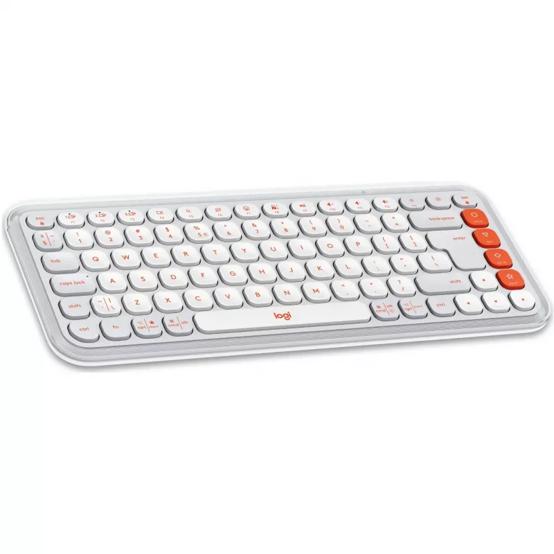 Logitech POP Icon Keys - tastatūra - bezvadu - Bluetooth LE - QWERTY - US International - Off White, oranža (920-013072)