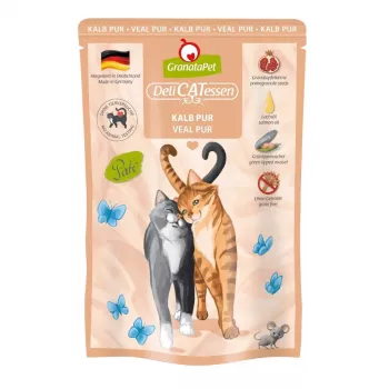 Mitrā kaķu barība Fox4Pets DeliCATessen Teļa gaļa 85 g — pilnvērtīga bezgraudu maltīte pieaugušiem kaķiem