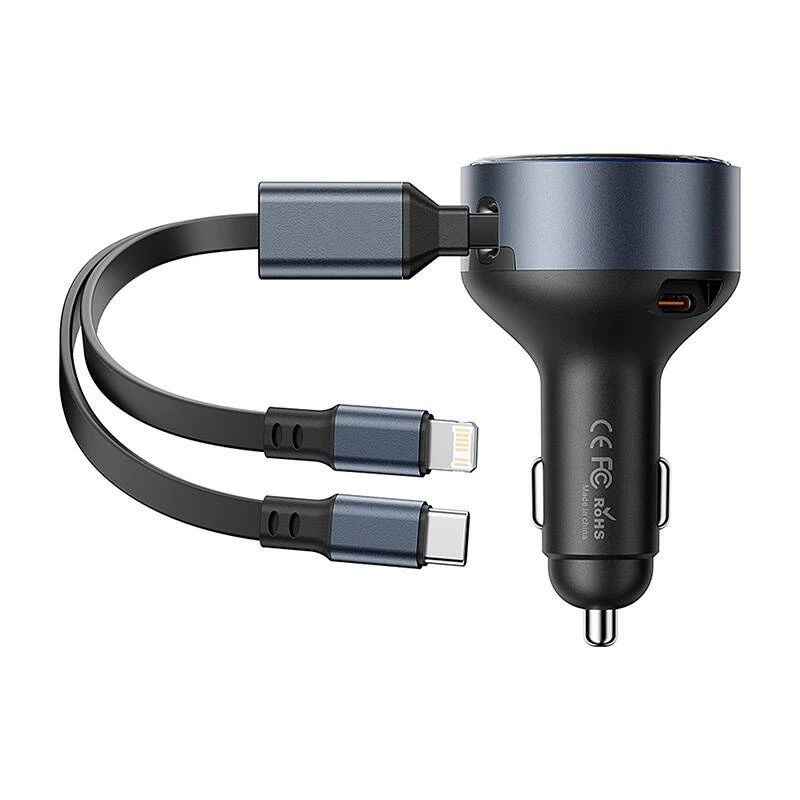 Auto lādētājs Vention FFOB0 30W ar USB‑C uz Lightning kabeli, 30 W jauda iPhone uzlādei
