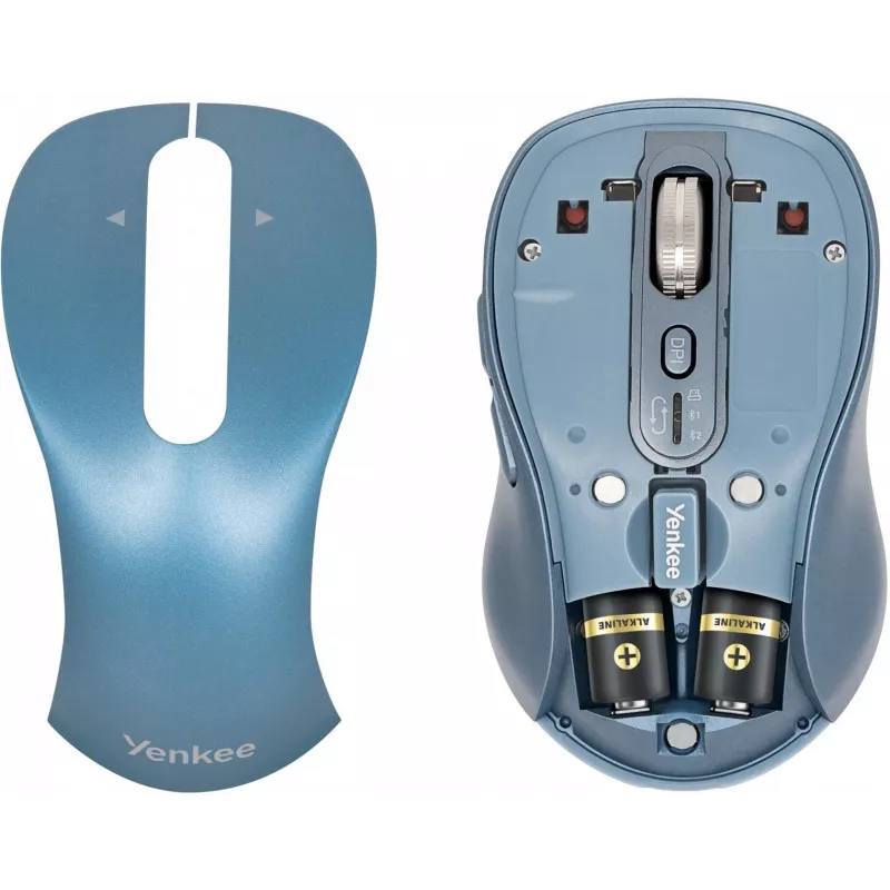 Bezvadu pele YENKEE YMS2010BE divu režīmu ergonomiska, 2,4 GHz USB uztvērējs + Bluetooth 5.1, 4 līmeņu DPI 1000–3200, 6 pogas