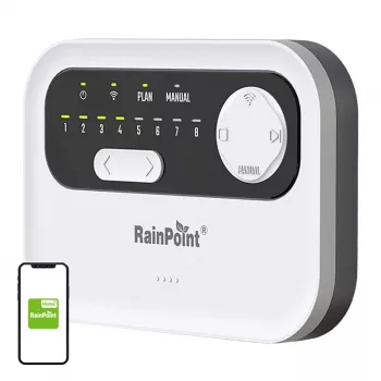 Laistīšanas kontrolieris RainPoint HIC801W WiFi — 8 zonu apūdeņošanas taimeris, Wi-Fi savienojums