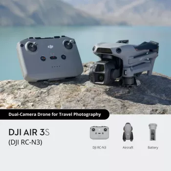 Kvadrokopteris DJI Air 3s RC-N3 — 50 MP kamera, 4K 3840×2160, 4 rotori, maks. 27 m/s, 32 000 m diapazons, 4276 mAh akumulators, pelēks