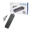 USB 3.2 Gen1 centrmezgls, 7 portu ar ieslēgšanas/izslēgšanas slēdzi, melns
