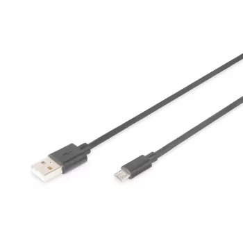 Assmann USB 2.0 savienojuma kabelis. tips A — micro B M/M. 1,0 m. USB 2.0 saderīgs. UL. melns (AK-300110-010-S)