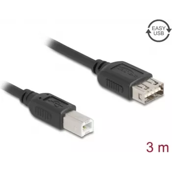 USB kabelis DELOCK 81532 — USB 2.0, USB A uz USB B, 3 m, melns