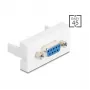 VGA sienas kontaktligzda DELOCK 81556, ligzda-ligzda, balta, ABS, 45×22,5×17,4 mm