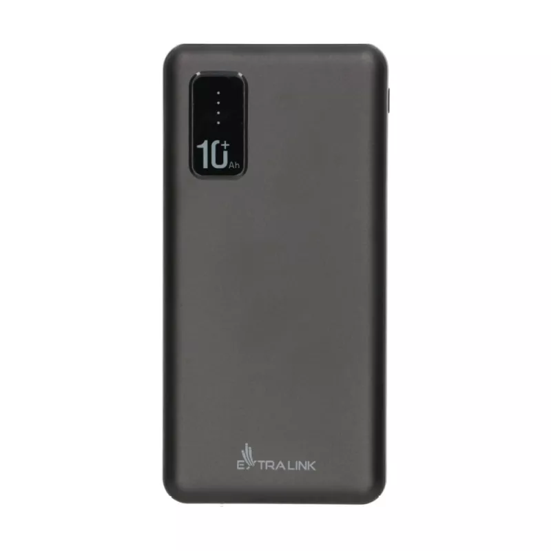 Ārējais akumulators Extralink EPB-098B 10000 mAh, LiPo, 2× USB-A + 1× USB-C, melns