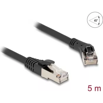 Tīkla kabelis DeLOCK RJ45 Cat.8.1 S/FTP 45° leņķveida uz taisnu 5m melns
