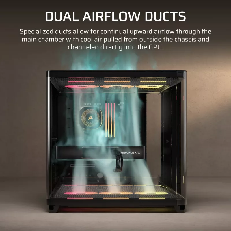 Corsair AIR 5400 LX-R RGB iCUE LINK Midi Tower Melns