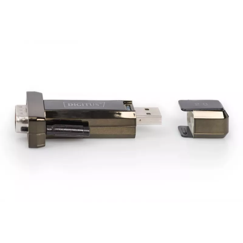 DIGITUS USB 2.0 uz seriālo pārveidotājs DSUB 9M ar USB kabeli 80cm FTDI mikroshēmojums USB 2.0 uz RS232 (FT232RL)