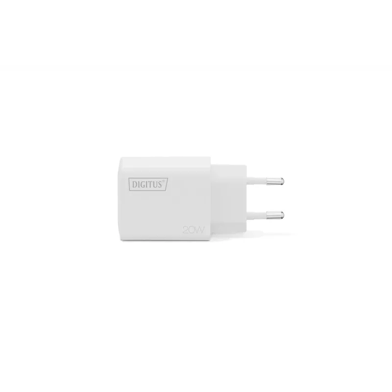 Maiņstrāvas USB lādētājs DIGITUS 20 W, 1x USB-C, 1x USB-A, ieeja 100–240 V, balts