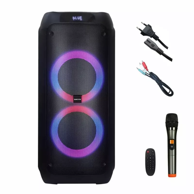 Portatīvs skaļrunis MANTA ATTIS SPK0802 120W, Bluetooth, vadu ieeja, uzlādējams, FM, LED gaismas