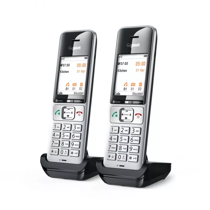 Gigaset COMFORT 500HX duo Analog/DECT telefons ar zvanītāja ID, melns, sudrabs
