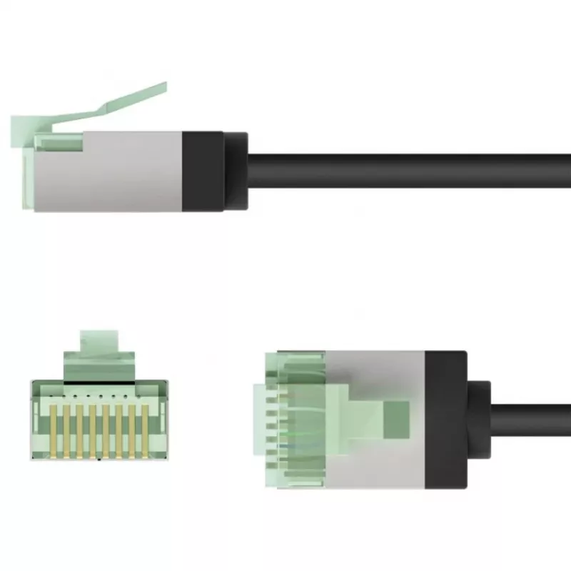 Goobay Ultra-Flexible CAT 8.1 Patch vads plāns U/FTP melns - īpaši īss spraudnis 99,9% (74353)