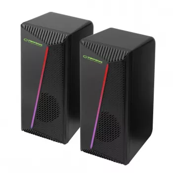 Boxe Stereo 2.0, 6W, Conectare Jack 3.5mm, Alimentare USB, Esperanza Rainbow Nortec 95855, Iluminare RGB, Melni