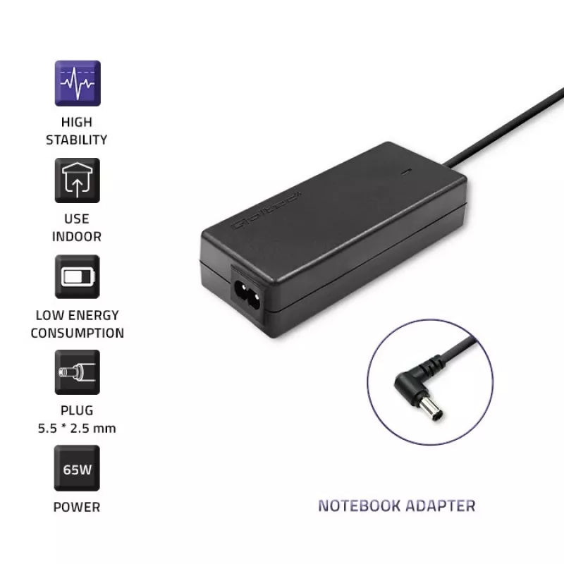 klēpjdatora tīkla adapteris Qoltec Toshiba 65W 3.42A 19V 5.5x2.5 50073.65W