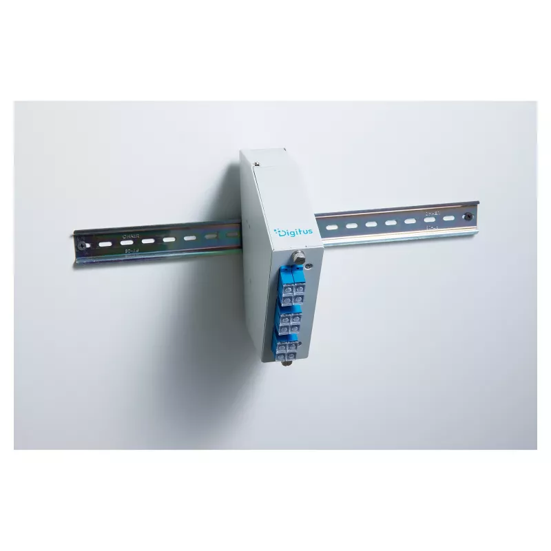 DIN sliedes optiskās šķiedras savienojuma sadalītājs DIGITUS DN-96893 — leņķveida, 6 SC DX / LC Quad, alumīnijs, pelēks