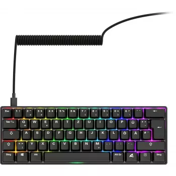 Klaviatūra Sharkoon 100065630 60% vadu USB QWERTZ vācu melna