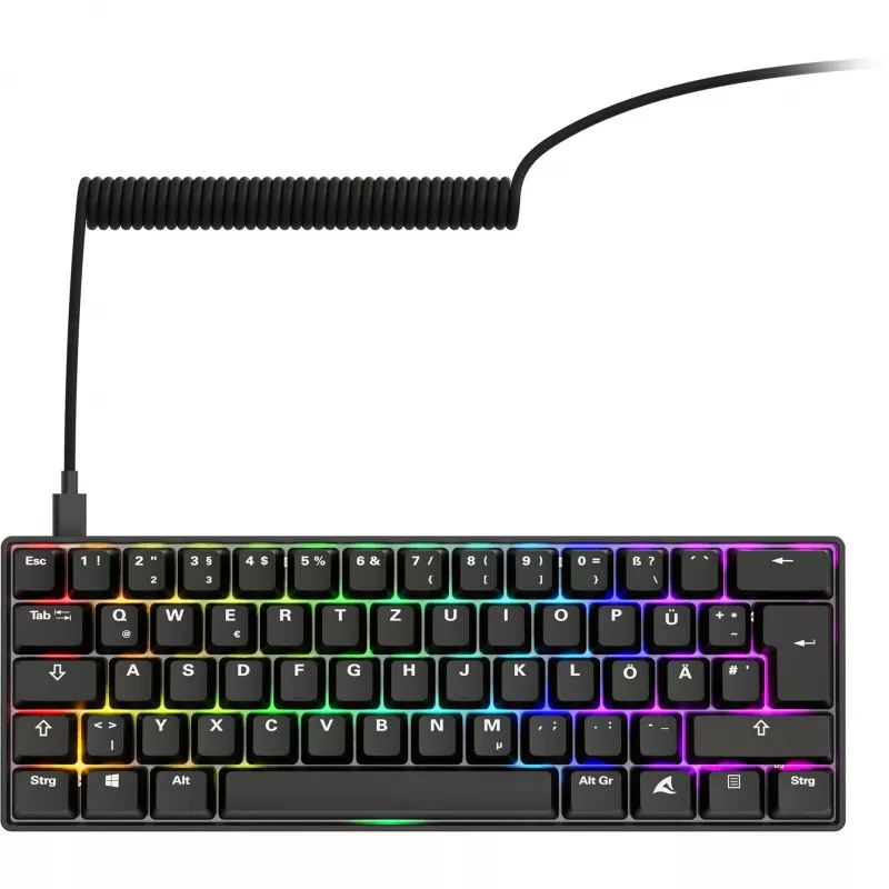Klaviatūra Sharkoon 100065630 60% vadu USB QWERTZ vācu melna