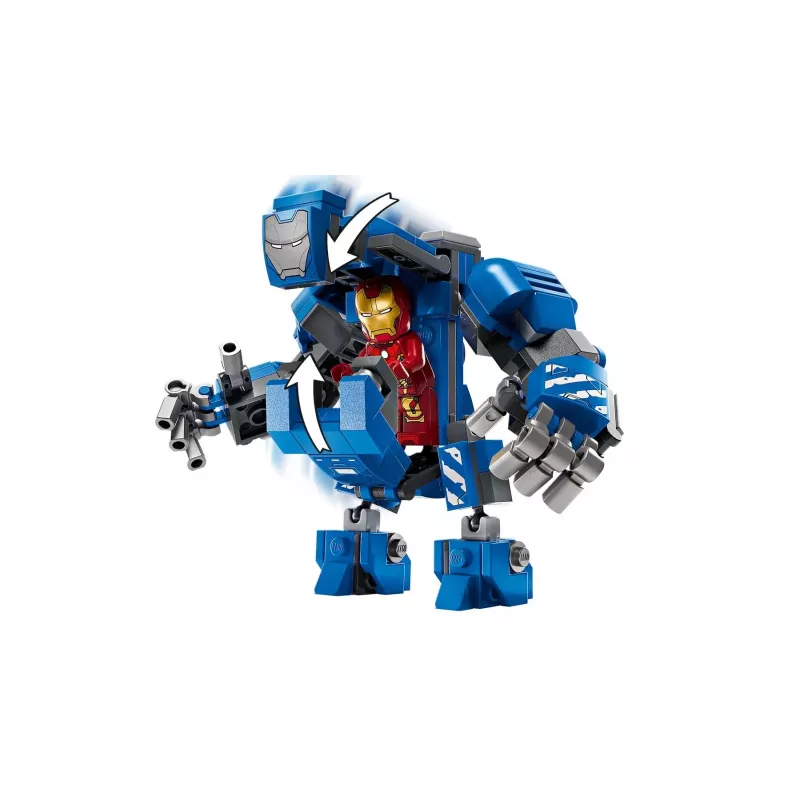LEGO rotaļu komplekts Marvel Iron Man's Laboratory Hall of Armor 76315 — 384 detaļas, 5 minifigūriņas, izstādīšanas zona