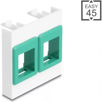 Pie sienas stiprināms 45x45 mm moduļa rāmis DELOCK Easy 2x Keystone turētājiem, balts/zaļš
