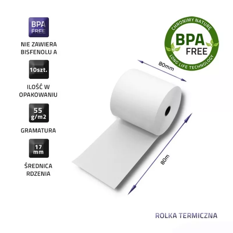 Qoltec 51892 termorullis 80 x 80 | 55 g/m² | 10 gab. | bez BPA