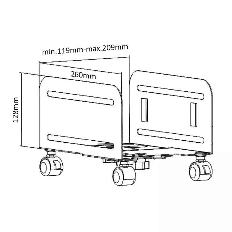 Riteņu platforma MACLEAN MC-851 — riteņu platforma, melna, 119×260×128 mm, maks. slodze 10 kg