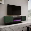 TV skapis ar elektrisko kamīnu Cama Meble ONDA 180.5×40×58.0 cm, skaidu plātne, zaļš, brīvi stāvošs vai pie sienas stiprināms