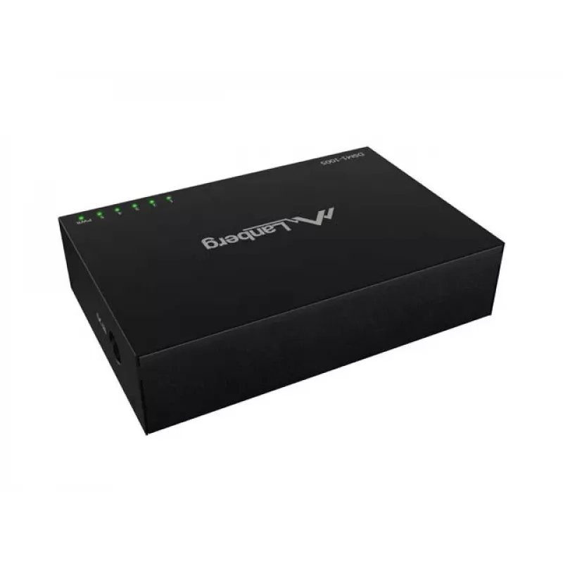 Tīkla komutators LANBERG DSM1-1005 5x 1 Gb/s nepārvaldāms darbvirsmas, metāla korpuss, 12V