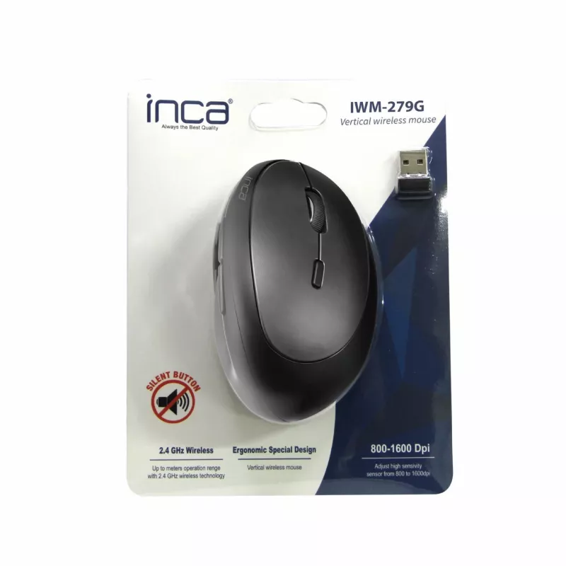 INCA pele IWM-279G Vertical, bezvadu, 1600 DPI, pelēks mazumtirdzniecības iepakojumā
