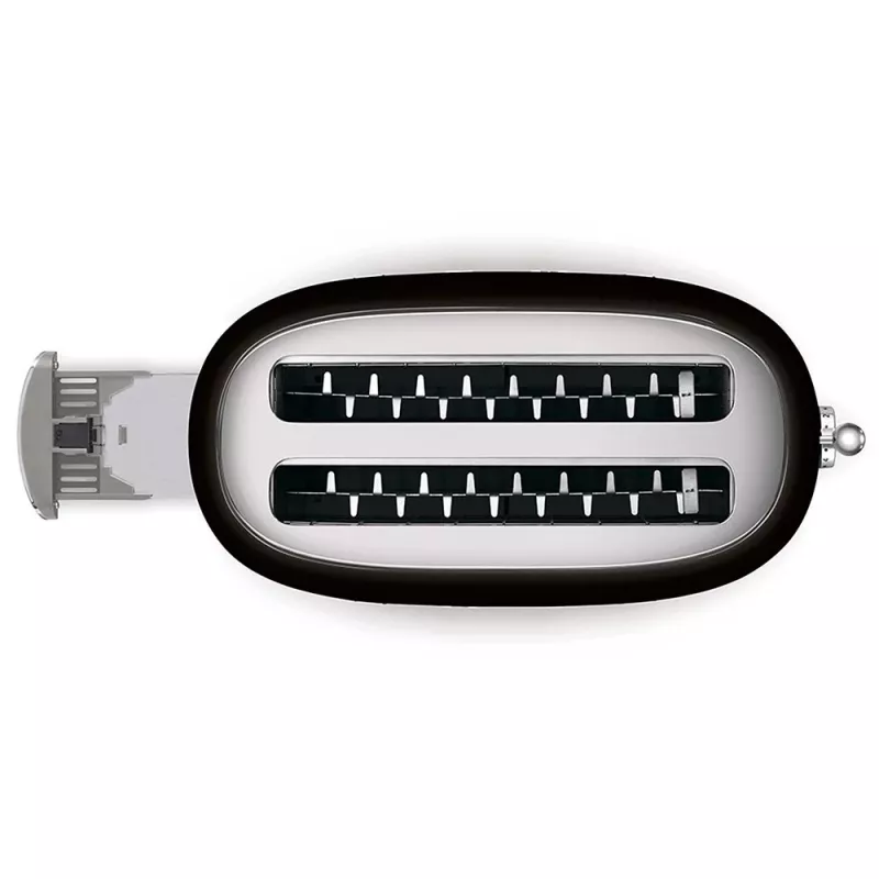 Smeg - TSF02 Toasteris 4 šķēlēm - Melns/lakots/PxAxD 41x20,8x21,5 cm/6 grauzdēšanas pakāpes/1500W
