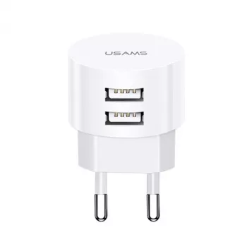 USAMS US-CC080 T20 Dual USB Round Travel Charger, 10.5W, White