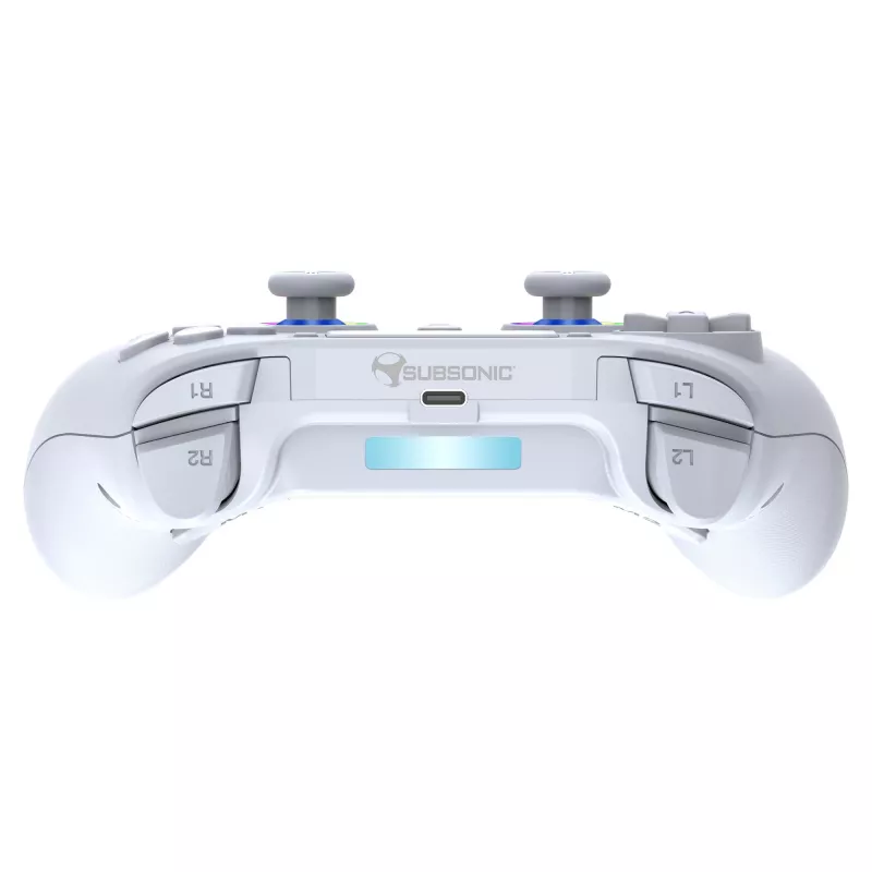 Subsonic PS5 bezvadu LED kontrolieris, balts, D-pad, Home, Options, Share