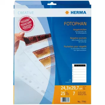 HERMA 7761 negatīvu kabatas, 5 joslu, caurspīdīgs PP, 25 lapas