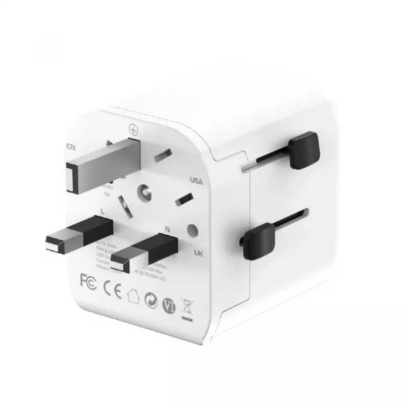 Universāls ceļojumu adapteris GEMBIRD TPA-EU2A12-01-W 12W USB strāvas adapteris starptautiskām rozetēm