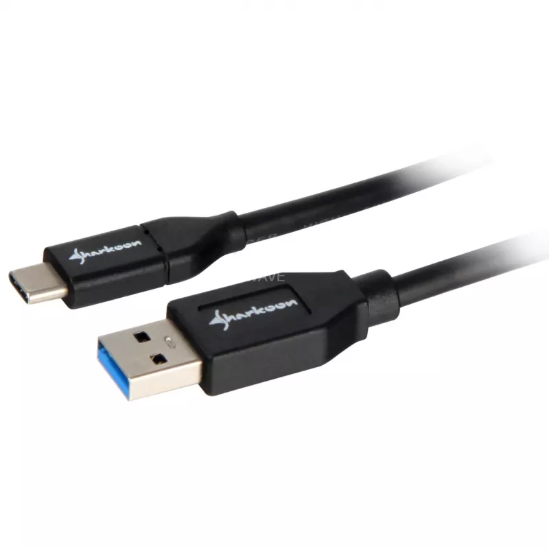 USB 3.2 Gen 2 kabelis, USB-A spraudnis > USB-C spraudnis (melns, 0,5 metri)
