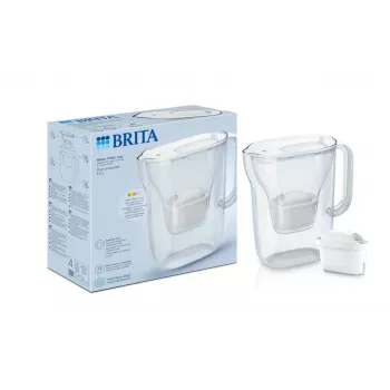 Ūdens filtra krūze BRITA Style Essential — balta, 1,4 L filtrētā ūdens tilpums, 2,4 L tvertne, saderīga ar MAXTRA+ Pro kasetnēm