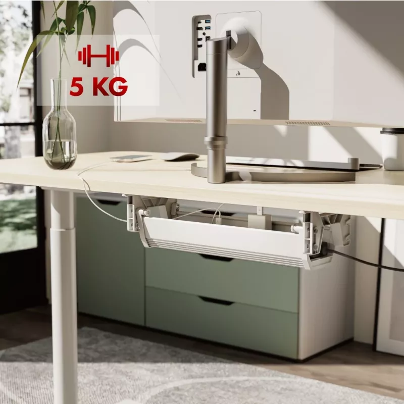 Maclean galda apakšējais kabeļu/pagarinātāju organizators, max. slodze 5 kg, balts, MC-106 W