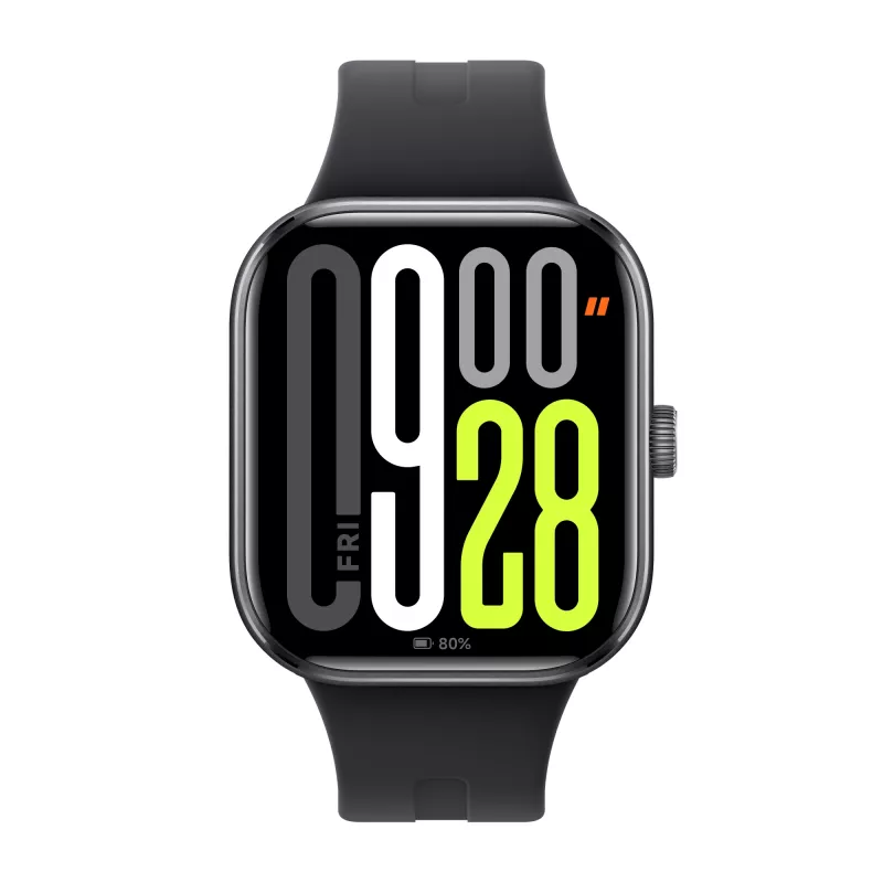 Viedpulkstenis Xiaomi Watch 5 taisnstūra 2,07 collu AMOLED displejs, melns korpuss, melna TPU siksniņa, 47,5 mm, 5 ATM