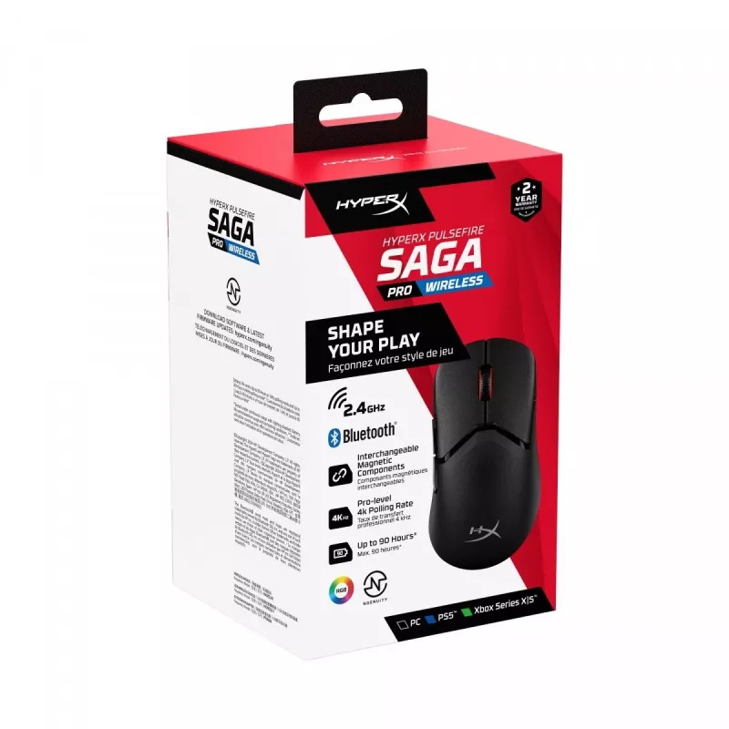 HyperX Pulsefire Saga Pro bezvadu spēļu pele (melna)