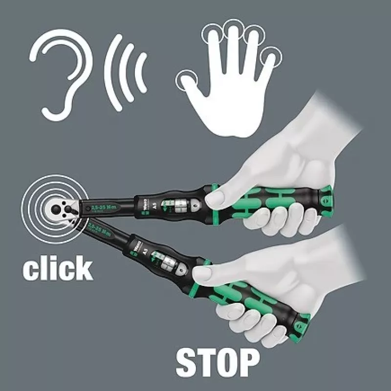 Wera Click-Torque C 3, 1/2 collas dinamometriskā atslēga ar reversējamu sprūdrata mehānismu, 40 Nm - 200 Nm