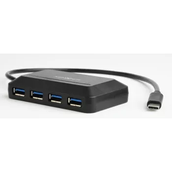 USB centrmezgls GEMBIRD ACT-HUB3C-4P — USB 3.2 Gen 1 Type-A resursdators uz 4 × USB 3.2 Gen 1 Type-C, 5000 Mbit/s, melns