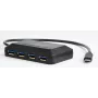 USB centrmezgls GEMBIRD ACT-HUB3C-4P — USB 3.2 Gen 1 Type-A resursdators uz 4 × USB 3.2 Gen 1 Type-C, 5000 Mbit/s, melns