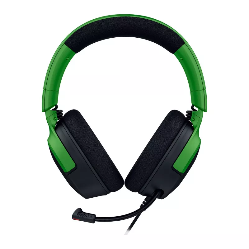 Vadu spēļu austiņas Razer Kraken V4 X — supra-aural, 20–20000 Hz, 1,8 m kabelis, 310 g, melnas/zaļas