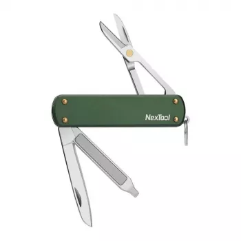 Multi-tool knife Nextool NE0143 — kompakts salokāms daudzfunkcionālais instruments ar plakanknaiblēm, asmeņiem, skrūvgriezi, zaļš, nerūsējošais tērauds, 64.5 × 152 mm, 29 g
