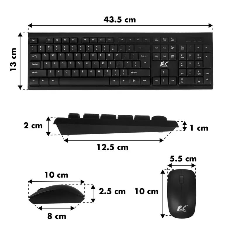 NanoRS RS580 bezvadu tastatūras un peles komplekts ar ergonomisku dizainu – vienmērīgai un efektīvai lietošanai